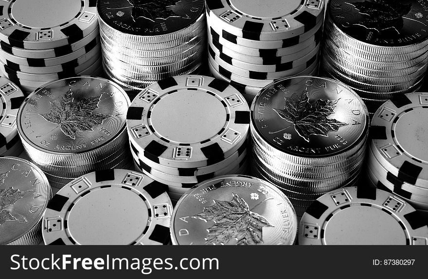Silver Poker, Silver Coins / Poker Chips