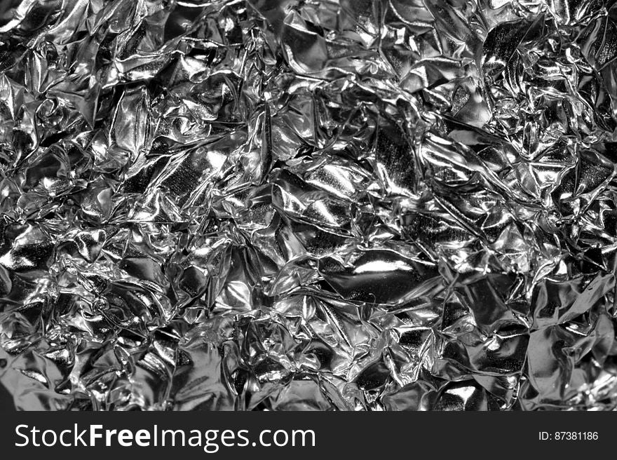Some crumpled tin foil packaging.