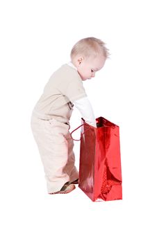Happy Kid With His Present Royalty Free Stock Photography