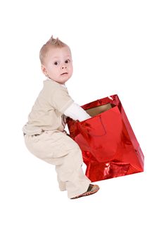 Happy Kid With His Present Royalty Free Stock Photo