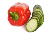 Red Pepper And Cucumber Stock Photos