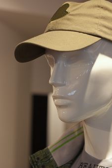 Man Mannequin With Cap In Shop Stock Images