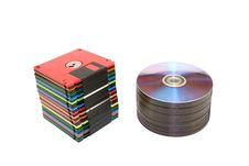 Stack Of Compact And Floppy Disk Stock Image