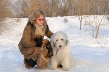 Woman And Puppy South Russian Sheep Dog Royalty Free Stock Photo Woman And Puppy South Russian Sheep Dog Royalty Free Stock Photo