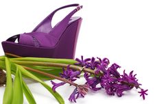 Purple Platform Shoe With Flower Close-up Royalty Free Stock Photos Purple Platform Shoe With Flower Close-up Royalty Free Stock Photos