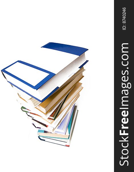 A pile of books isolated on a white background