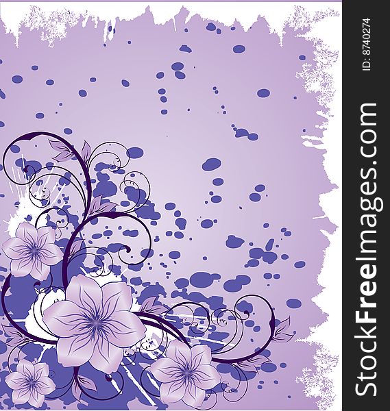 Purple Flowers On Grunge Background