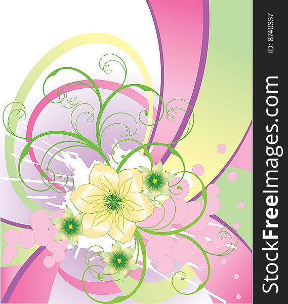 Stylish flowers on abstract background