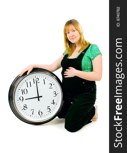 Pregnant Woman With A Clock