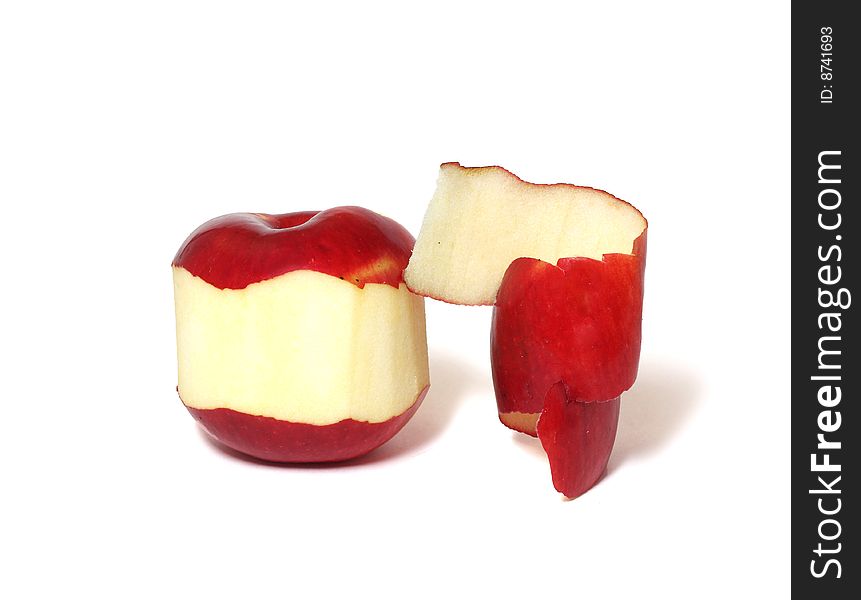 Red apple with peelings fruit