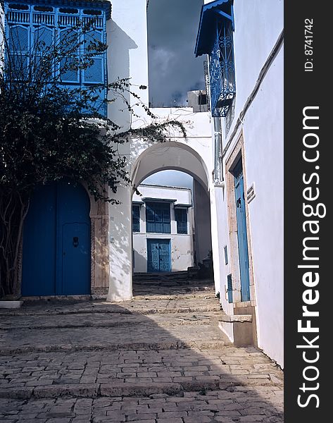 Small Street in Sid bou Said ,Tunisia. Small Street in Sid bou Said ,Tunisia