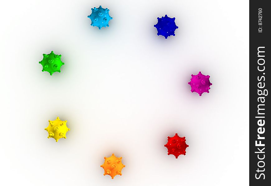 Colored shiny bombs on a white background. Colored shiny bombs on a white background