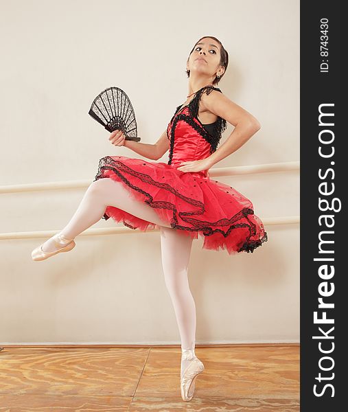 Young ballerina rehearsing in the studio. Young ballerina rehearsing in the studio