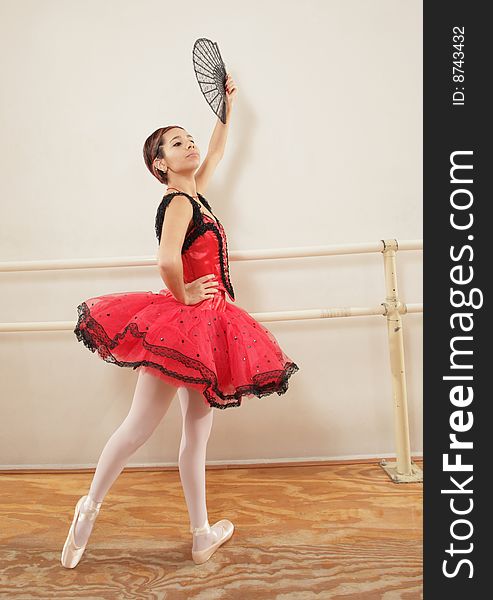 Young ballerina rehearsing in the studio. Young ballerina rehearsing in the studio