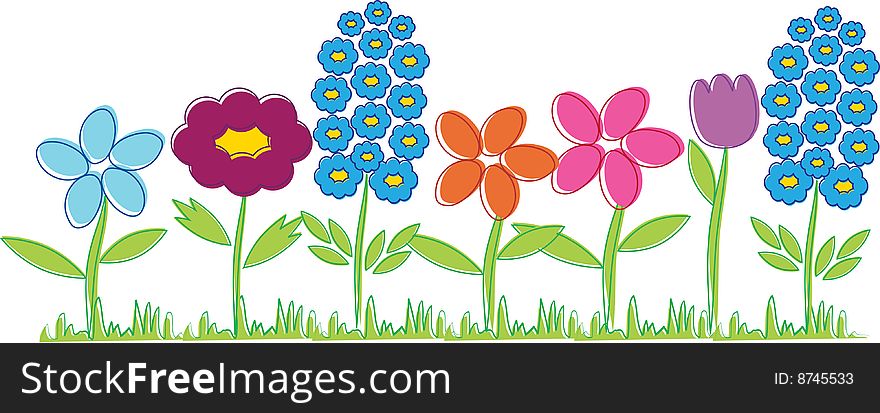 The vector illustration contains the image of spring flowers