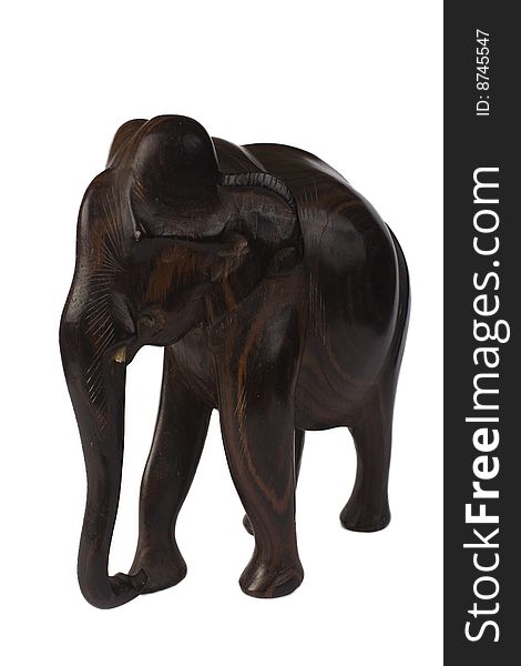 Wooden Elephant On A White Background