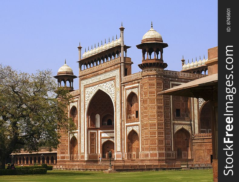 Side View Of The Entrance To The Taj Mahal At Agra