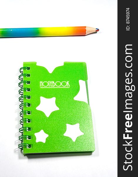 Notebook and pencil with white background. Notebook and pencil with white background