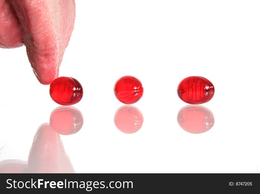 Red capsules isolated on white background. Red capsules isolated on white background.