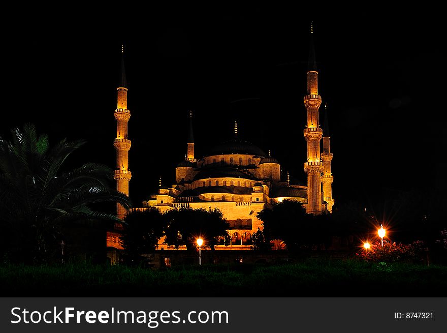 Sultan Ahmed Mosque (Blue Mosque) at night. Turkey. Istanbul. Sultan Ahmed Mosque (Blue Mosque) at night. Turkey. Istanbul.