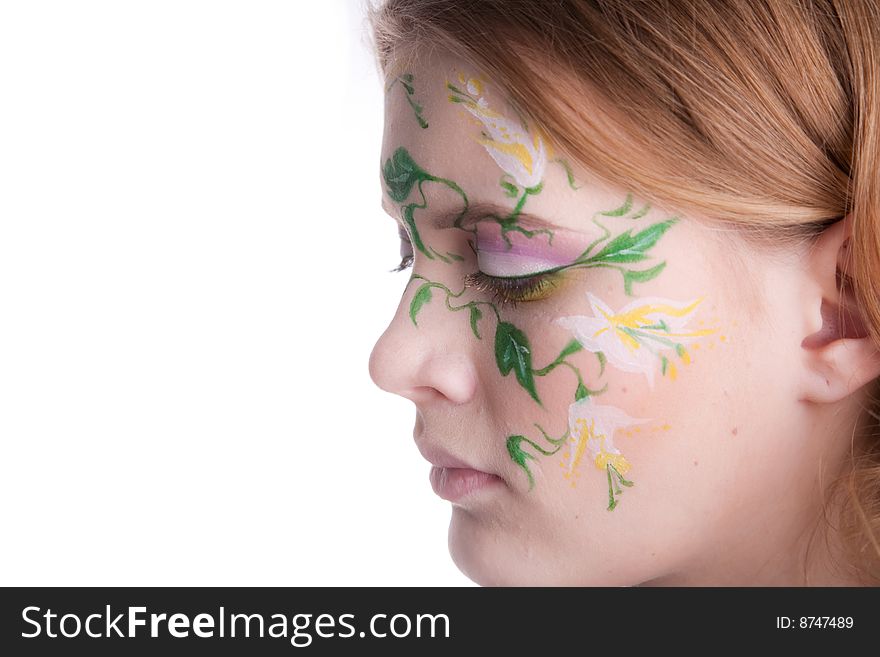 Beautiful Blondy With A Flower Tattoo On Her Fac