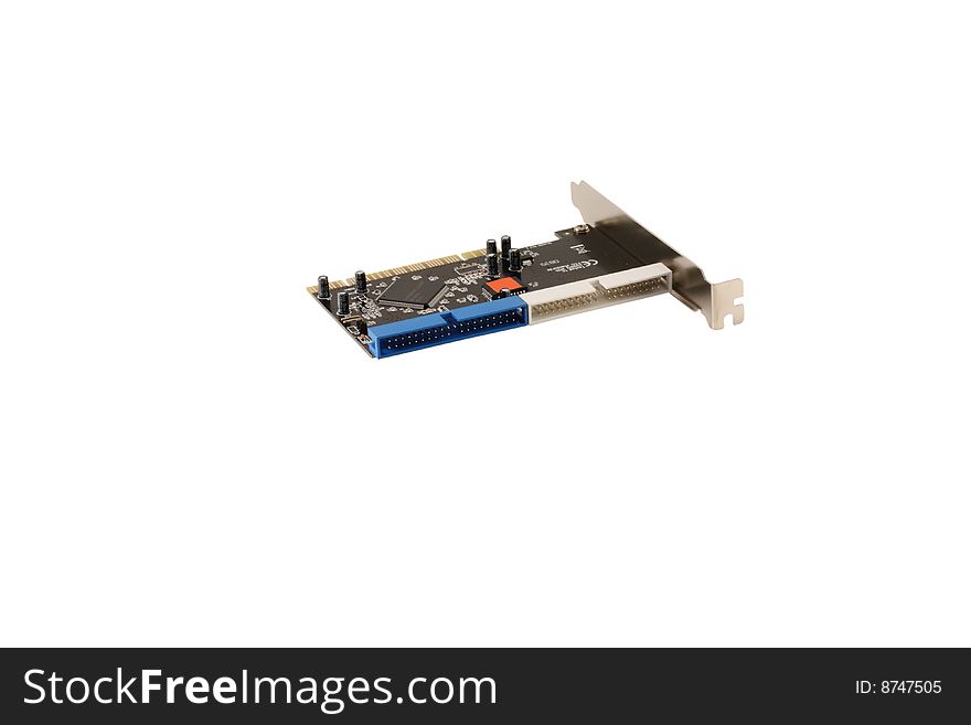 IDE Raid Controller PCI Card isolated on white