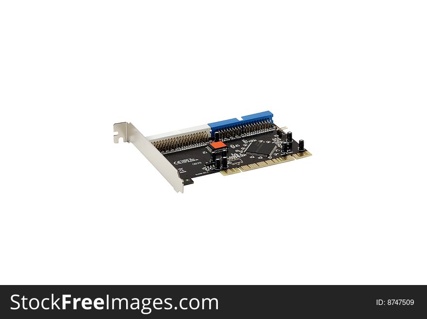 IDE Raid Controller PCI Card isolated on white