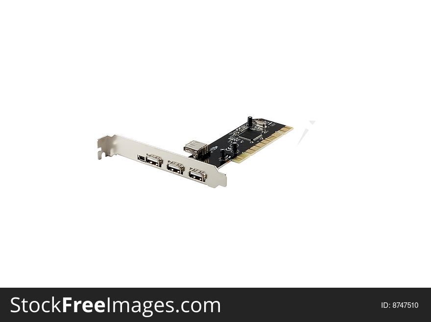 USB and mini USB PCI Card isolated on white