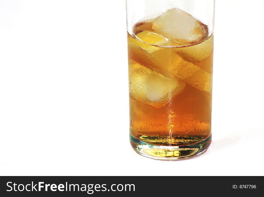 Glass of cold ice in isolated white background. Glass of cold ice in isolated white background