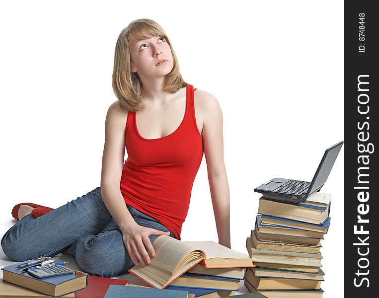 Beauty Schoolgirl With Book