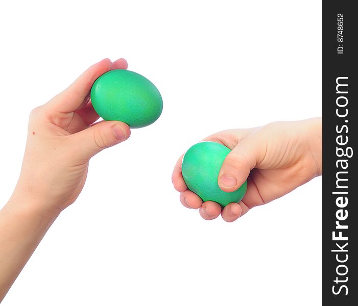 Traditional beating of easter eggs