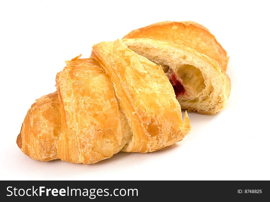 Fresh croissant isolated on a white