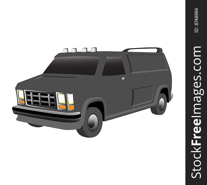 Isolated black minivan , vector illustration