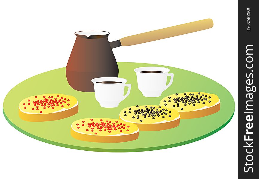 Sunday breakfast for two lovers. Vector illustration