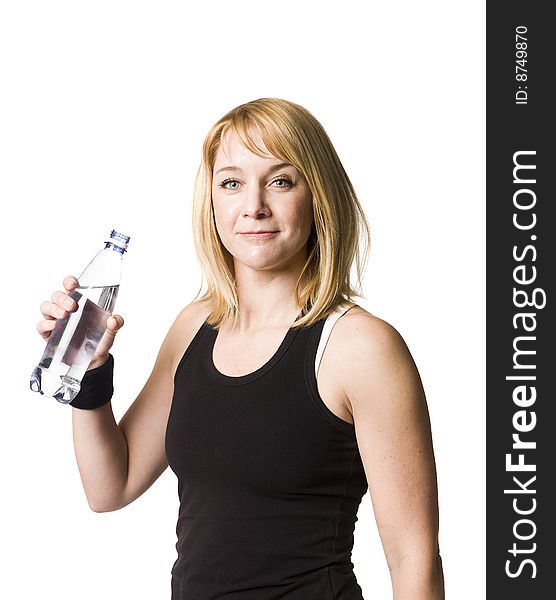 Girl drinking water after her work out