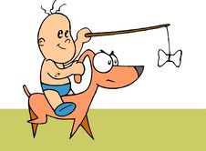 Baby Riding On Dog Stock Image Baby Riding On Dog Stock Image