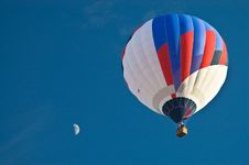 Balloon In The Blue Sky With Moon Stock Photo