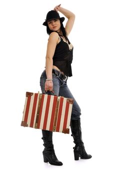 Woman With Suitcase Royalty Free Stock Image Woman With Suitcase Royalty Free Stock Image