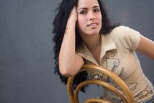 Young Girl Sit On A Chair Royalty Free Stock Image Young Girl Sit On A Chair Royalty Free Stock Image