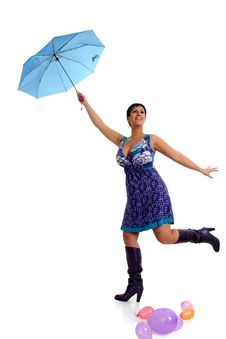 Woman Flying With Umbrella Stock Photo Woman Flying With Umbrella Stock Photo