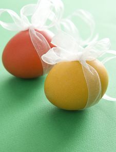 Colorful Easter Eggs With Ribbon Royalty Free Stock Image Colorful Easter Eggs With Ribbon Royalty Free Stock Image