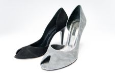 Black And Gray Female Shoes Royalty Free Stock Image Black And Gray Female Shoes Royalty Free Stock Image