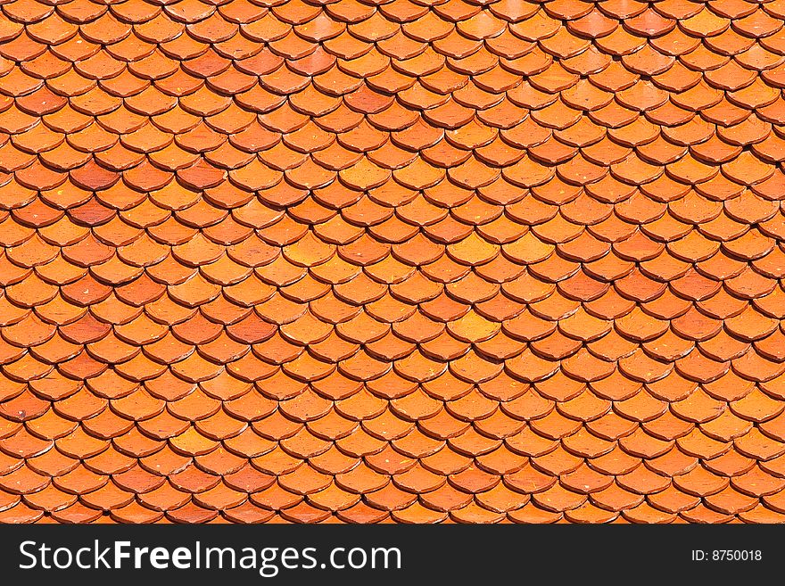 Traditional Thai style ceramic roof, the roof of church.