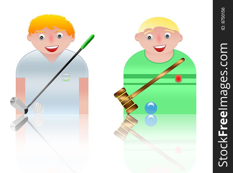 People icons golf and cricket