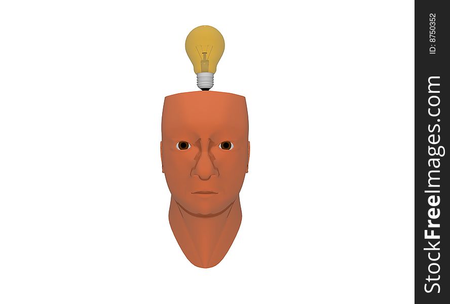 3d portrait of a person with the concept of a brilliant idea. 3d portrait of a person with the concept of a brilliant idea