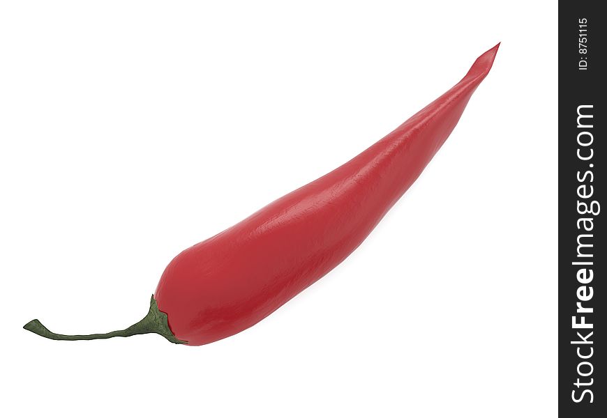 Isolated red chilli pepper on white background
