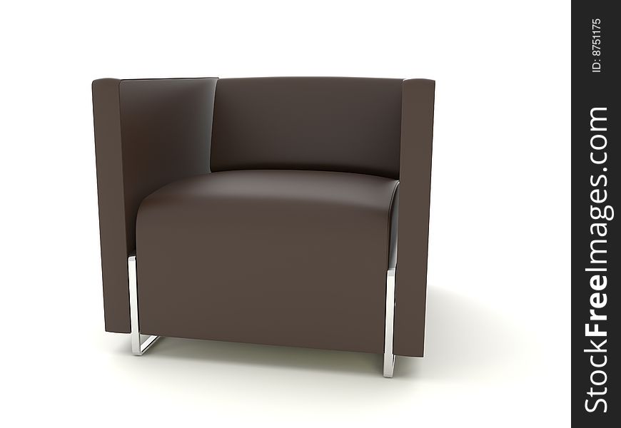 Isolated brown leather chair on the white background