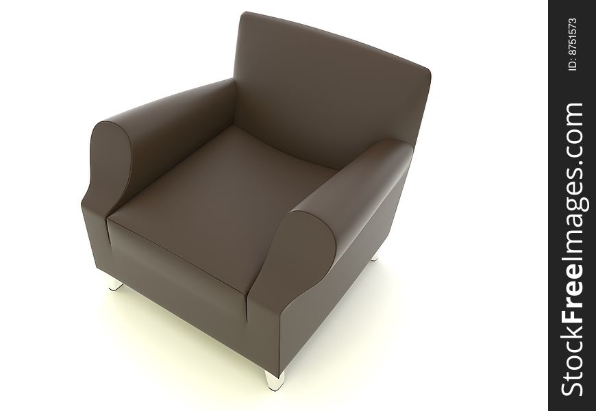 Isolated brown leather chair on the white background