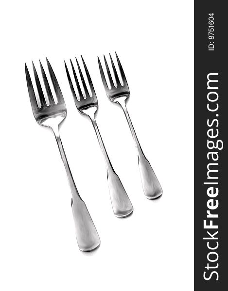 Silverware forks isolated on white background