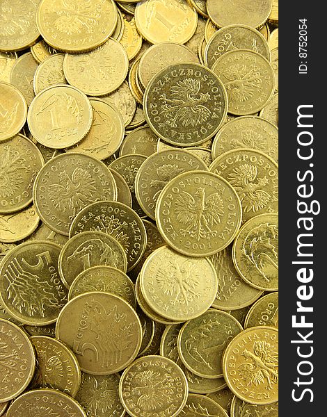 Lots of polish coins background